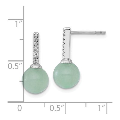Sterling Silver Aventurine CZ Dangle Earrings – view 4