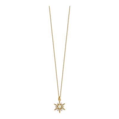 Gold-Plated Sterling Silver Opal CZ Starburst Pendant Necklace – view 3