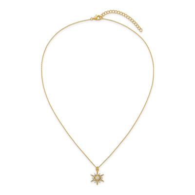 Gold-Plated Sterling Silver Opal CZ Starburst Pendant Necklace – view 5