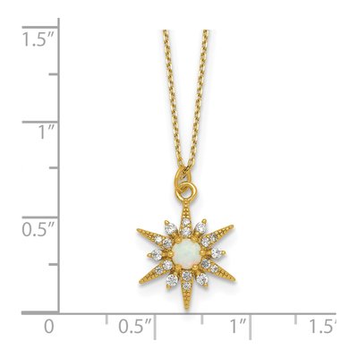 Gold-Plated Sterling Silver Opal CZ Starburst Pendant Necklace – view 6