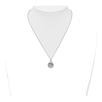 Sterling Silver CZ Circle Pendant Necklace – view 4