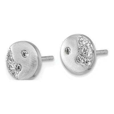 Sterling Silver CZ Circle Stud Earrings – view 3