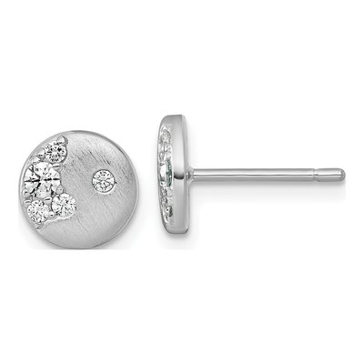 Sterling Silver CZ Circle Stud Earrings