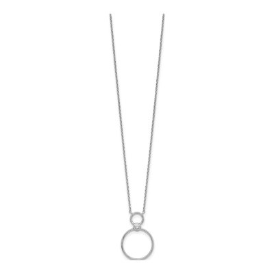 Sterling Silver CZ Two Circles Pendant Necklace – view 3