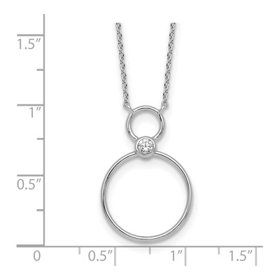 Sterling Silver CZ Two Circles Pendant Necklace – view 6