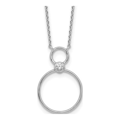 Sterling Silver CZ Two Circles Pendant Necklace