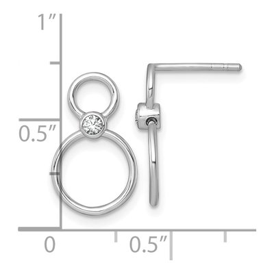 Sterling Silver CZ Two Circles Dangle Earrings – view 4