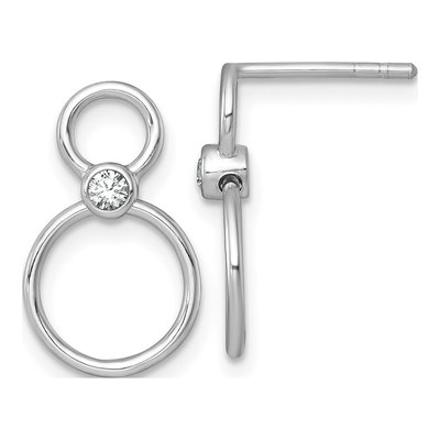 Sterling Silver CZ Two Circles Dangle Earrings