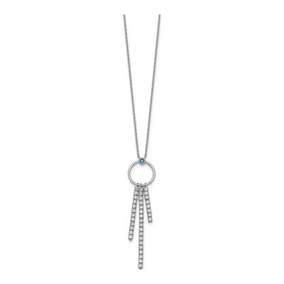 Sterling Silver Blue CZ Circle Pendant Necklace – view 3