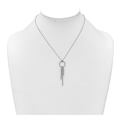 Sterling Silver Blue CZ Circle Pendant Necklace – view 4