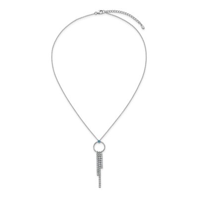 Sterling Silver Blue CZ Circle Pendant Necklace – view 5