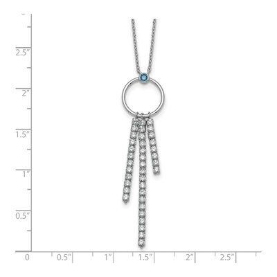 Sterling Silver Blue CZ Circle Pendant Necklace – view 6