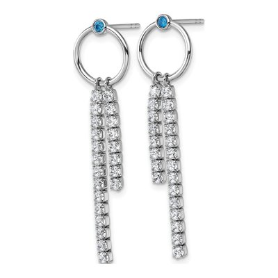 Sterling Silver Blue CZ Dangle Earrings – view 3