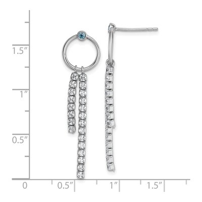Sterling Silver Blue CZ Dangle Earrings – view 4
