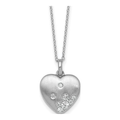 Sterling Silver CZ Heart Pendant Necklace