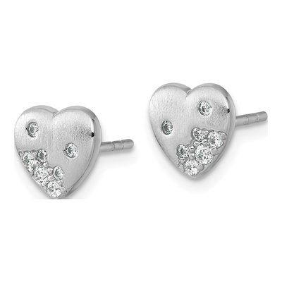 Sterling Silver CZ Heart Stud Earrings – view 3