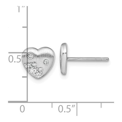 Sterling Silver CZ Heart Stud Earrings – view 4