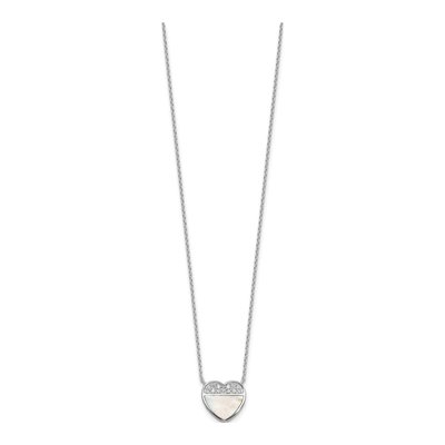 Sterling Silver Mother of Pearl Heart CZ Pendant Necklace – view 2