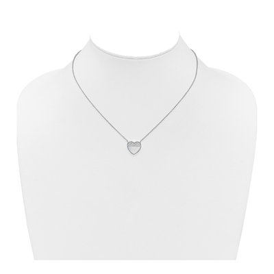 Sterling Silver Mother of Pearl Heart CZ Pendant Necklace – view 3