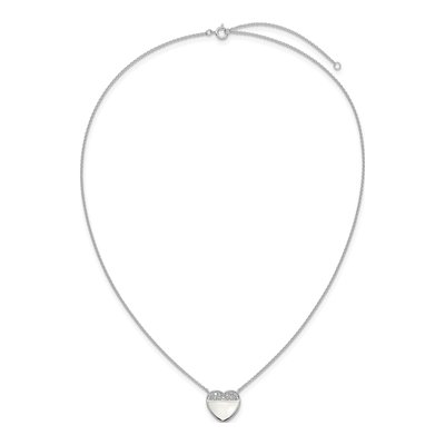 Sterling Silver Mother of Pearl Heart CZ Pendant Necklace – view 4