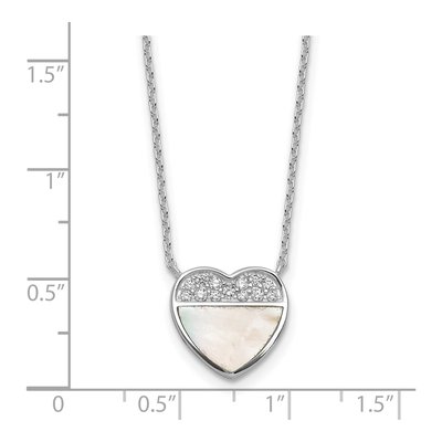 Sterling Silver Mother of Pearl Heart CZ Pendant Necklace – view 5