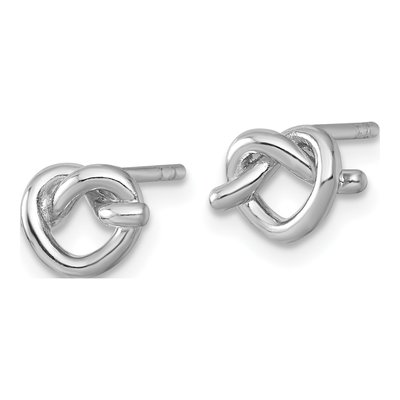 Sterling Silver Knot Heart Stud Earrings – view 3
