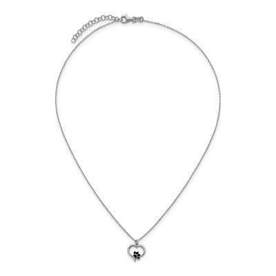 Sterling Silver Heart Paw Print Pendant Necklace – view 5