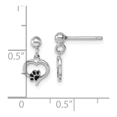 Sterling Silver Heart Paw Print Dangle Earrings – view 4