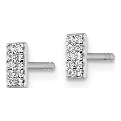 Sterling Silver CZ Bar Stud Earrings – view 3