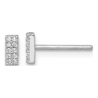Sterling Silver CZ Bar Stud Earrings