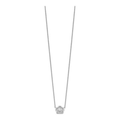 Sterling Silver CZ Flower Pendant Necklace – view 3