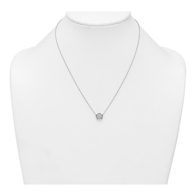 Sterling Silver CZ Flower Pendant Necklace – view 4