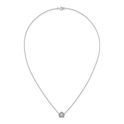 Sterling Silver CZ Flower Pendant Necklace – view 5