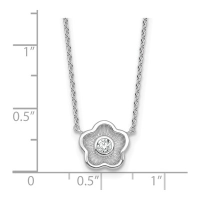 Sterling Silver CZ Flower Pendant Necklace – view 6