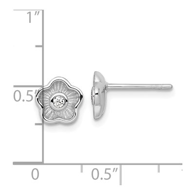 Sterling Silver CZ Flower Stud Earrings – view 4