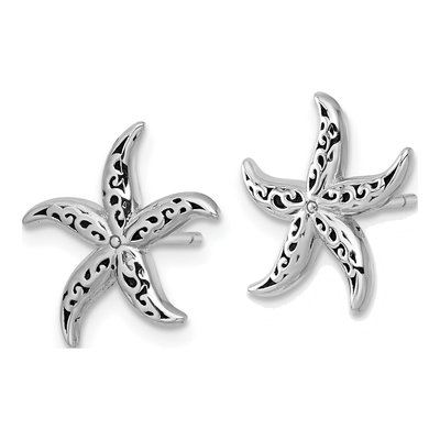Sterling Silver Filigree Starfish Stud Earrings – view 3