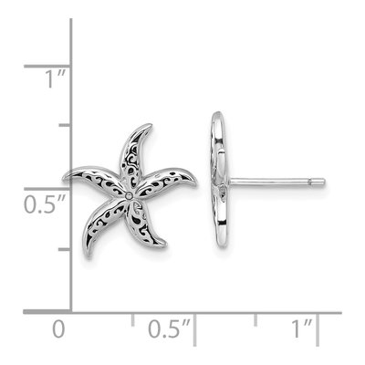 Sterling Silver Filigree Starfish Stud Earrings – view 4
