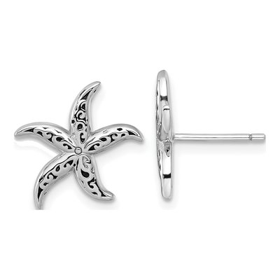 Sterling Silver Filigree Starfish Stud Earrings