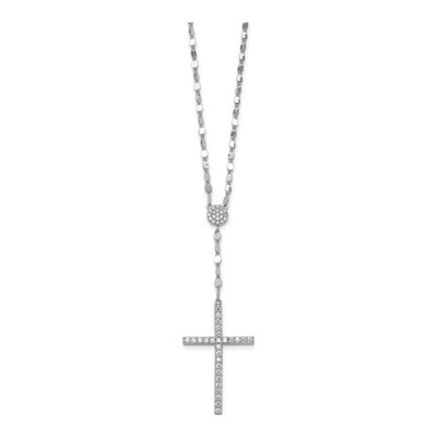 Sterling Silver CZ Latin Cross Necklace – view 3