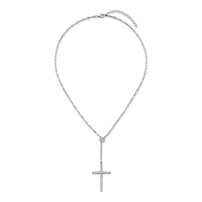 Sterling Silver CZ Latin Cross Necklace – view 5