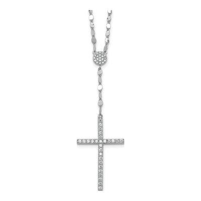 Sterling Silver CZ Latin Cross Necklace