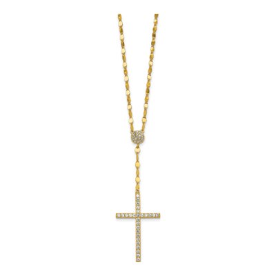 Gold-Plated Sterling Silver CZ Latin Cross Necklace – view 3