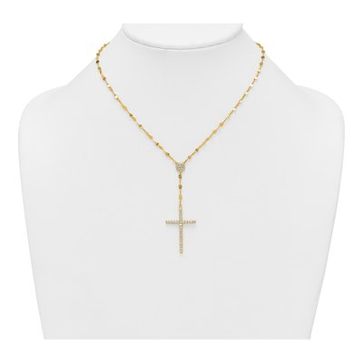 Gold-Plated Sterling Silver CZ Latin Cross Necklace – view 4