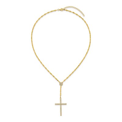 Gold-Plated Sterling Silver CZ Latin Cross Necklace – view 5