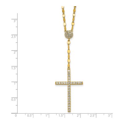 Gold-Plated Sterling Silver CZ Latin Cross Necklace – view 6