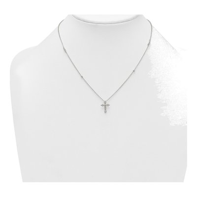 Sterling Silver CZ Budded Cross Necklace – view 4