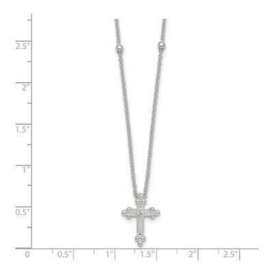 Sterling Silver CZ Budded Cross Necklace – view 6