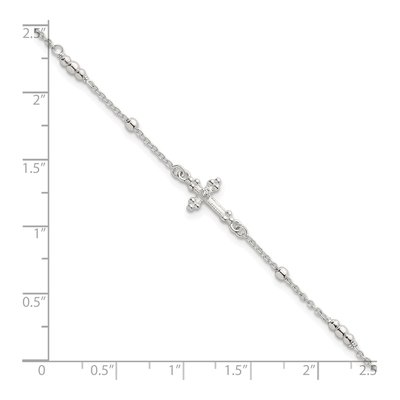 Sterling Silver CZ Budded Cross Bracelet – view 6