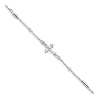 Sterling Silver CZ Budded Cross Bracelet