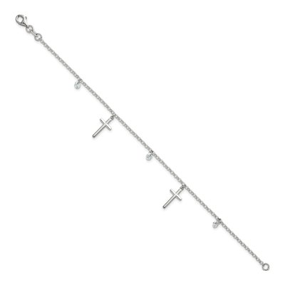 Sterling Silver CZ Dangle Cross Bracelet – view 3